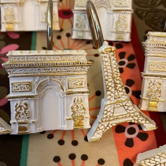 Paris Bathroom Shower Curtain and Matching Hooks and Accessories Set - Picture 13 of 13